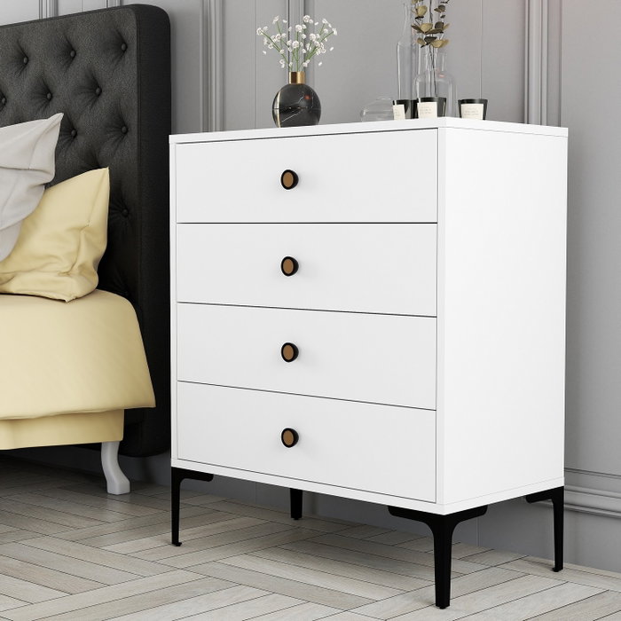 Hanah Home Lizbon 542 - Cómoda Blanca con 4 Cajones